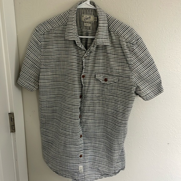 Grayers Clothiers Olsen Horizontal Stripe Poplin Shirt Grey Cream Large - Picture 2 of 5